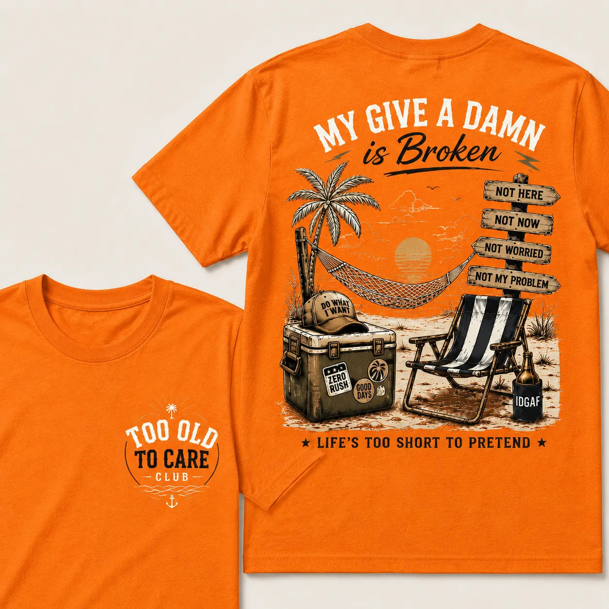 My Give A Damn Is Broken Beach Retro T-Shirt