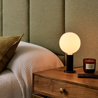 Knuckle Table Lamp in Blackened Oak + Sphere IV