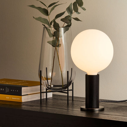 Knuckle Table Lamp in Blackened Oak + Sphere IV