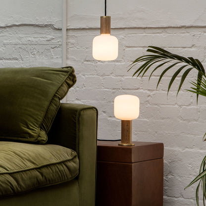Knuckle Table Lamp in Oak + Oblo