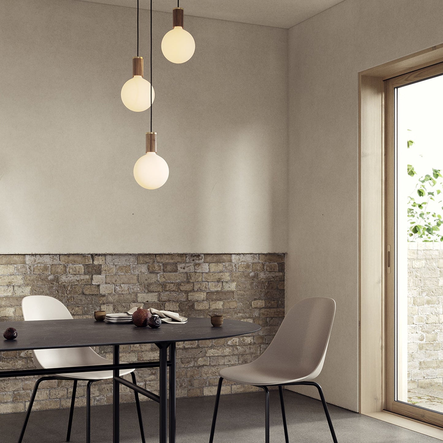 Triple Pendant in Oak + Sphere IV